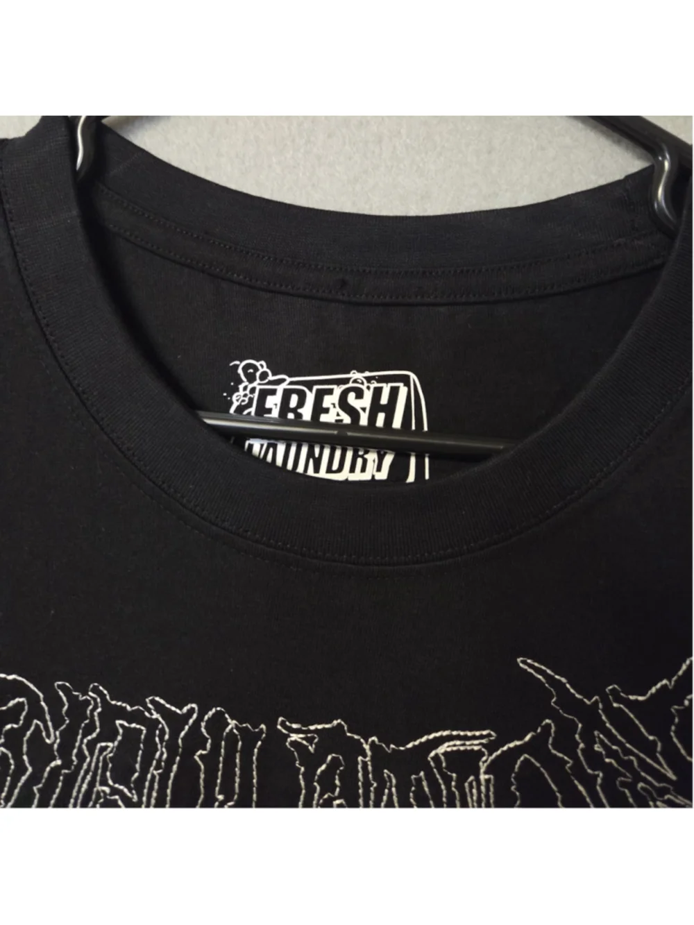 Men's Fresh Laundry Graphic Tee Black White Size L